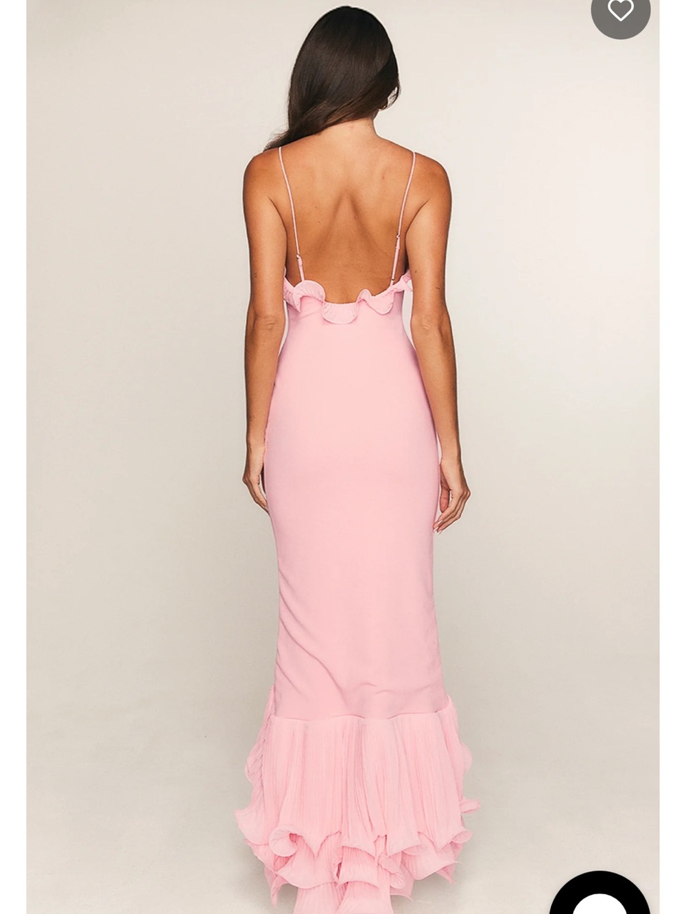 White Fox Boutique Blush Pink Ruffle-Trim Slip Gown